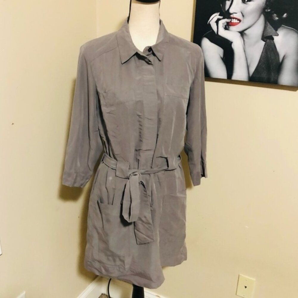 French Connection Button Up Belted Dress